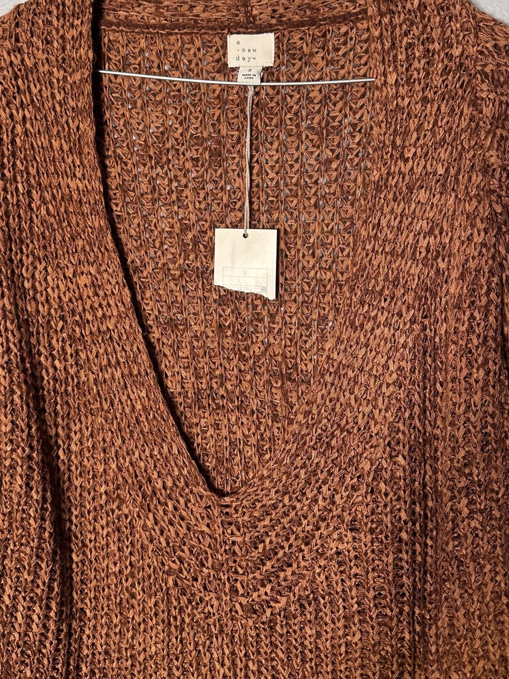 a new day V-Neck Chunky Knit Sweater - Rust Brown
